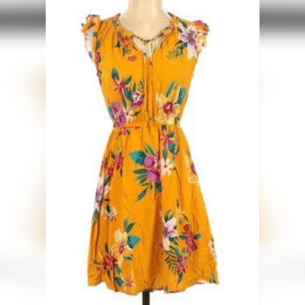 Old Navy size Medium golden pink floral dress sz M